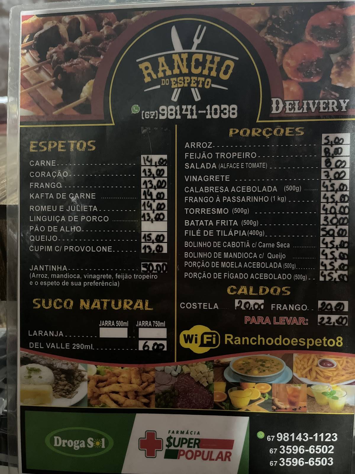 Rancho do Espeto cardápio