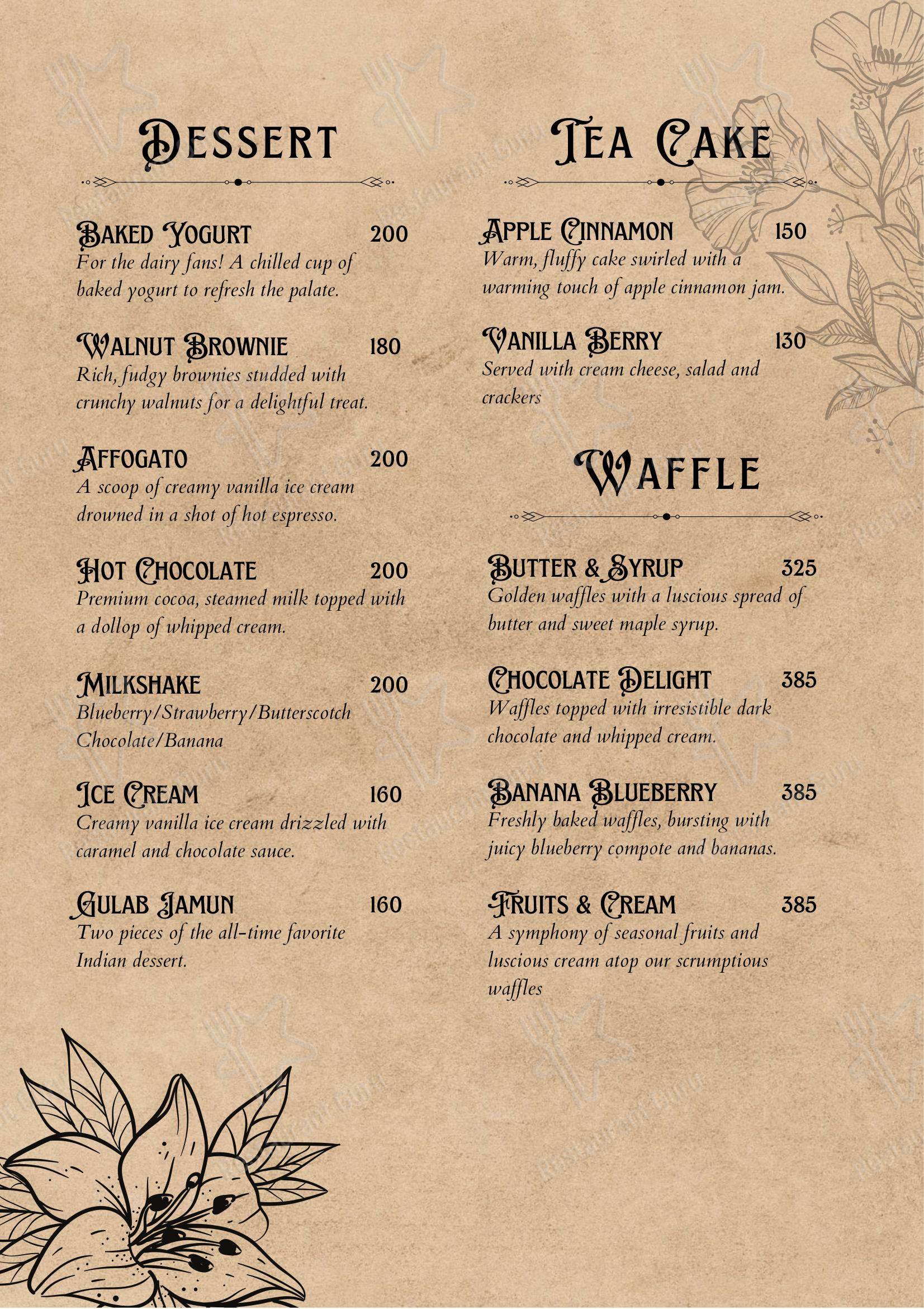 The Coffee Cellar in Majkhali - Menu
