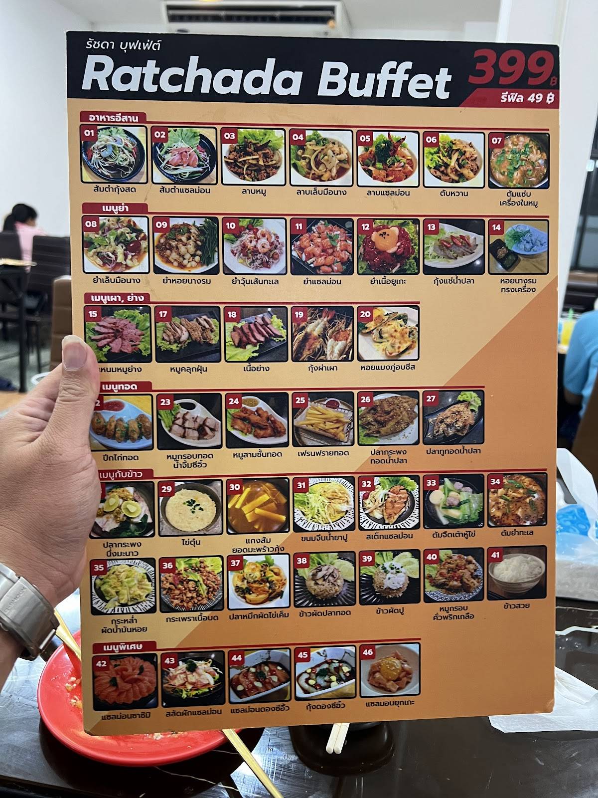 Menu at Ratchada Buffet International restaurant, Bangkok