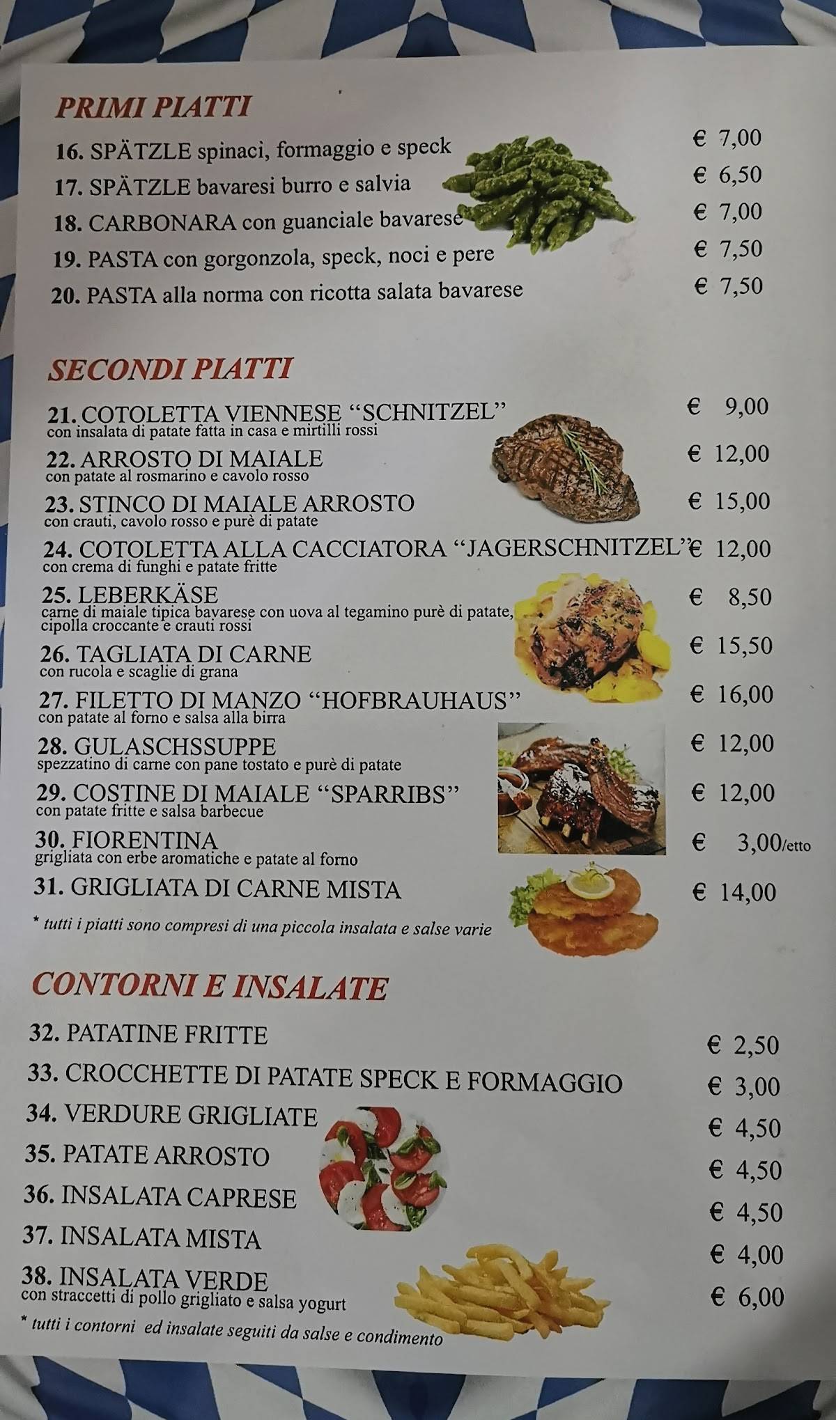 Menu di Oktoberfest Ristorante pizzeria 
