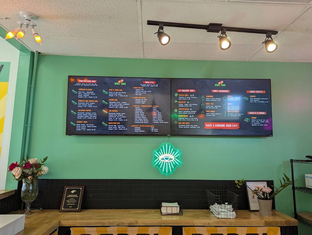 Menu at Rebel Dogs restaurant, Columbia