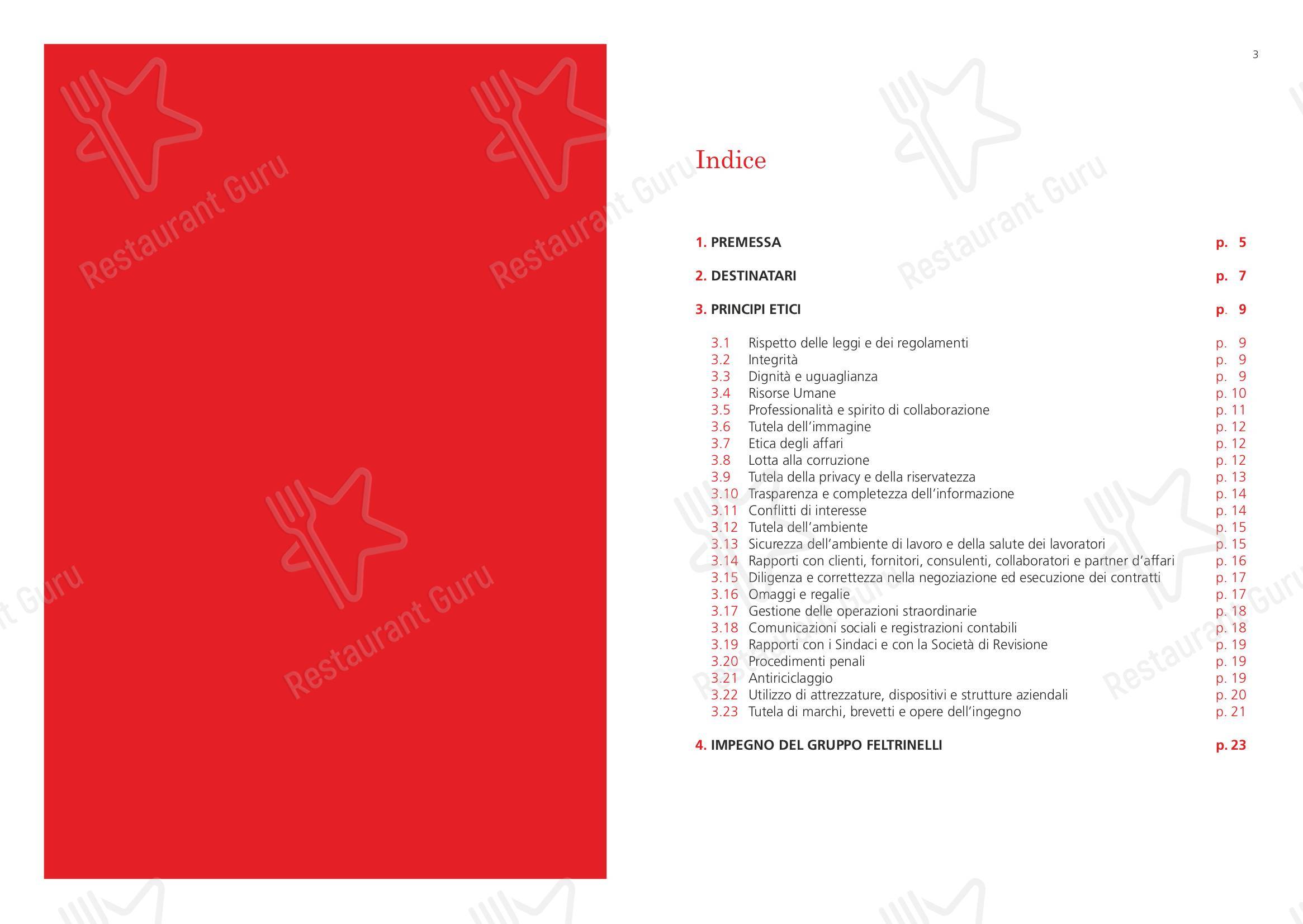 Feltrinelli Librerie in Milano - Menu