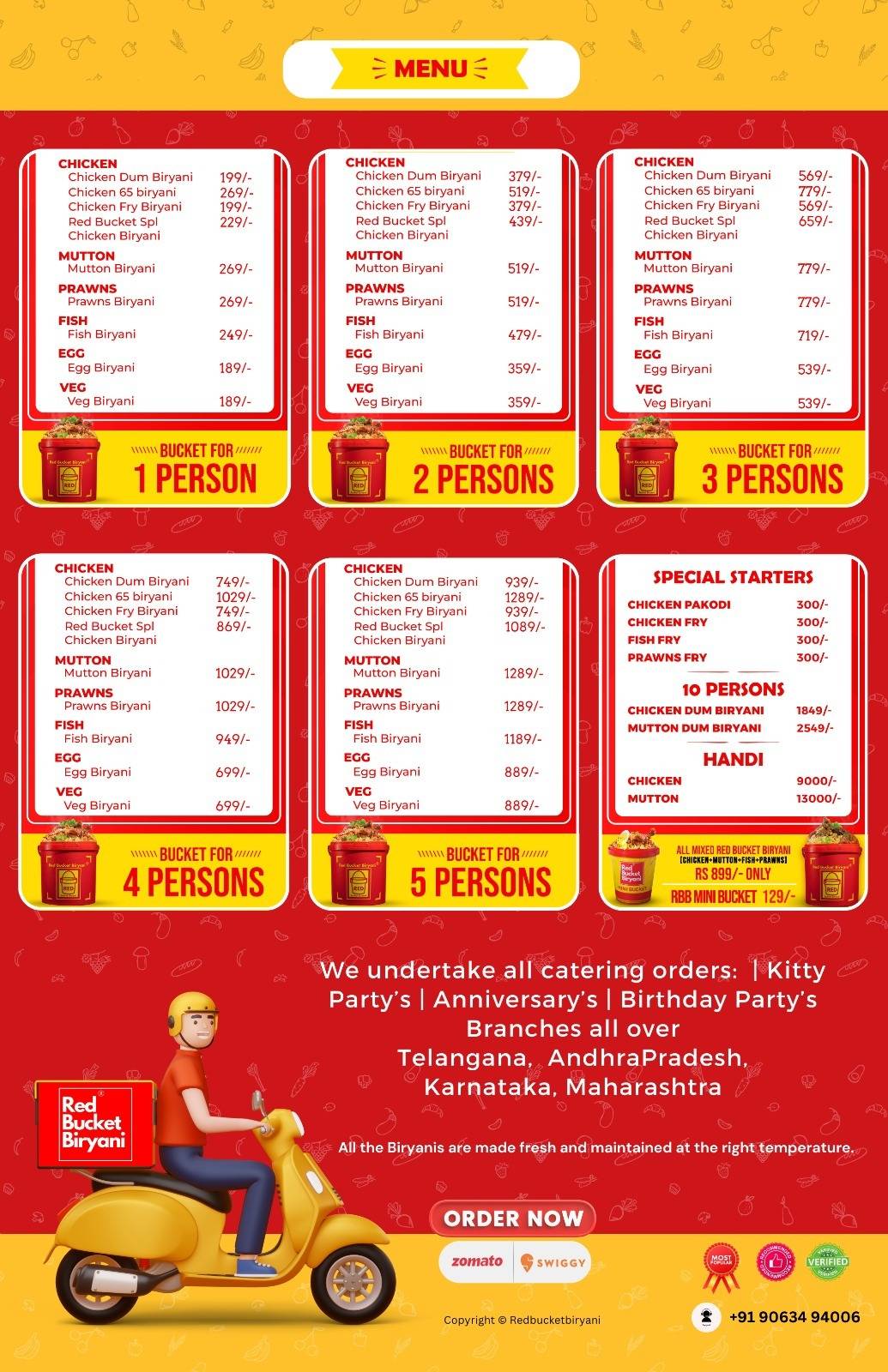 Red Bucket Biryani Sircilla menu