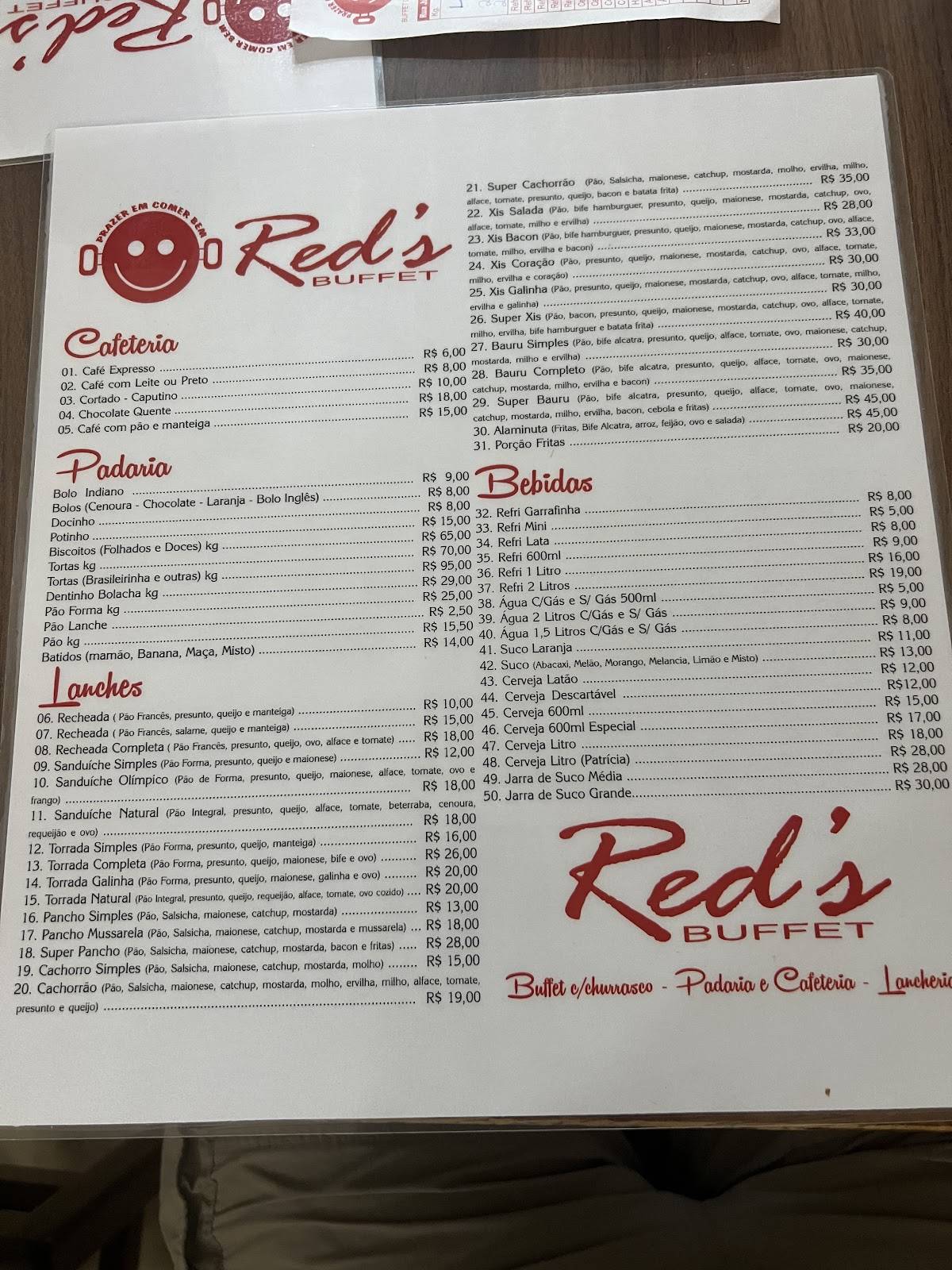 Red’s Restaurante cardápio