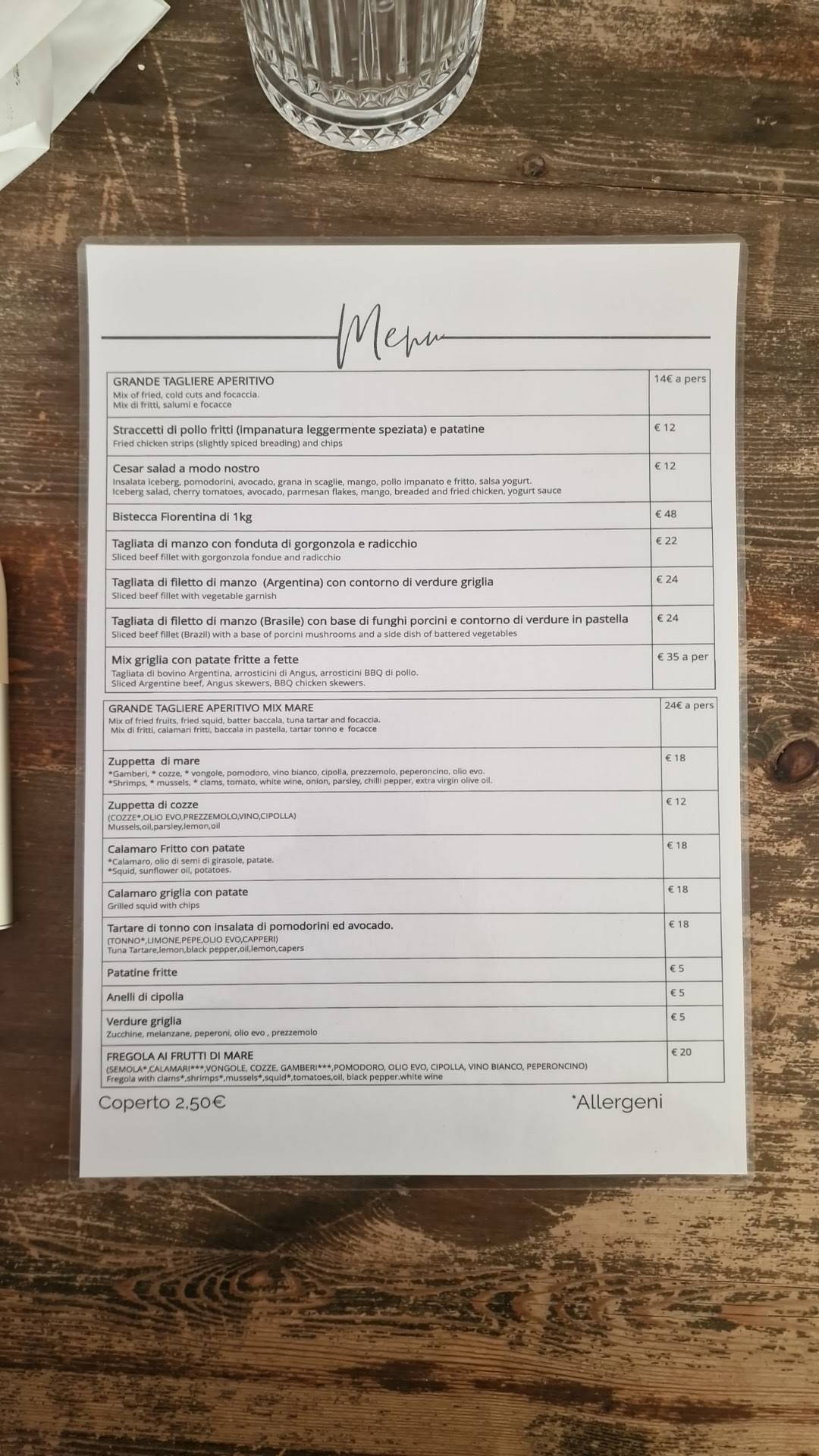 Menu di Red Rock 