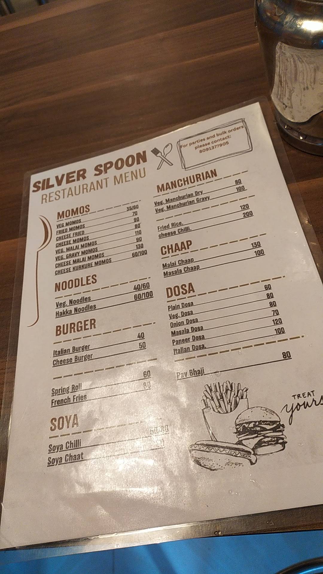Silver Spoon menu