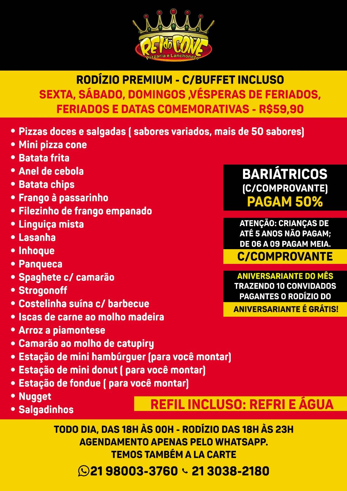 Rei Do Cone cardápio