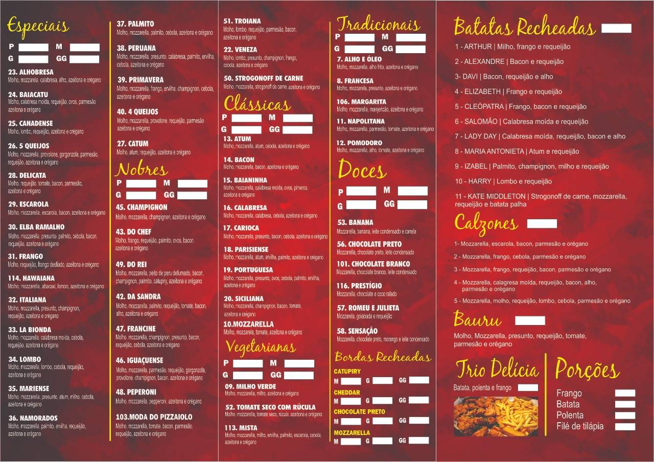 Rei da Pizza cardápio