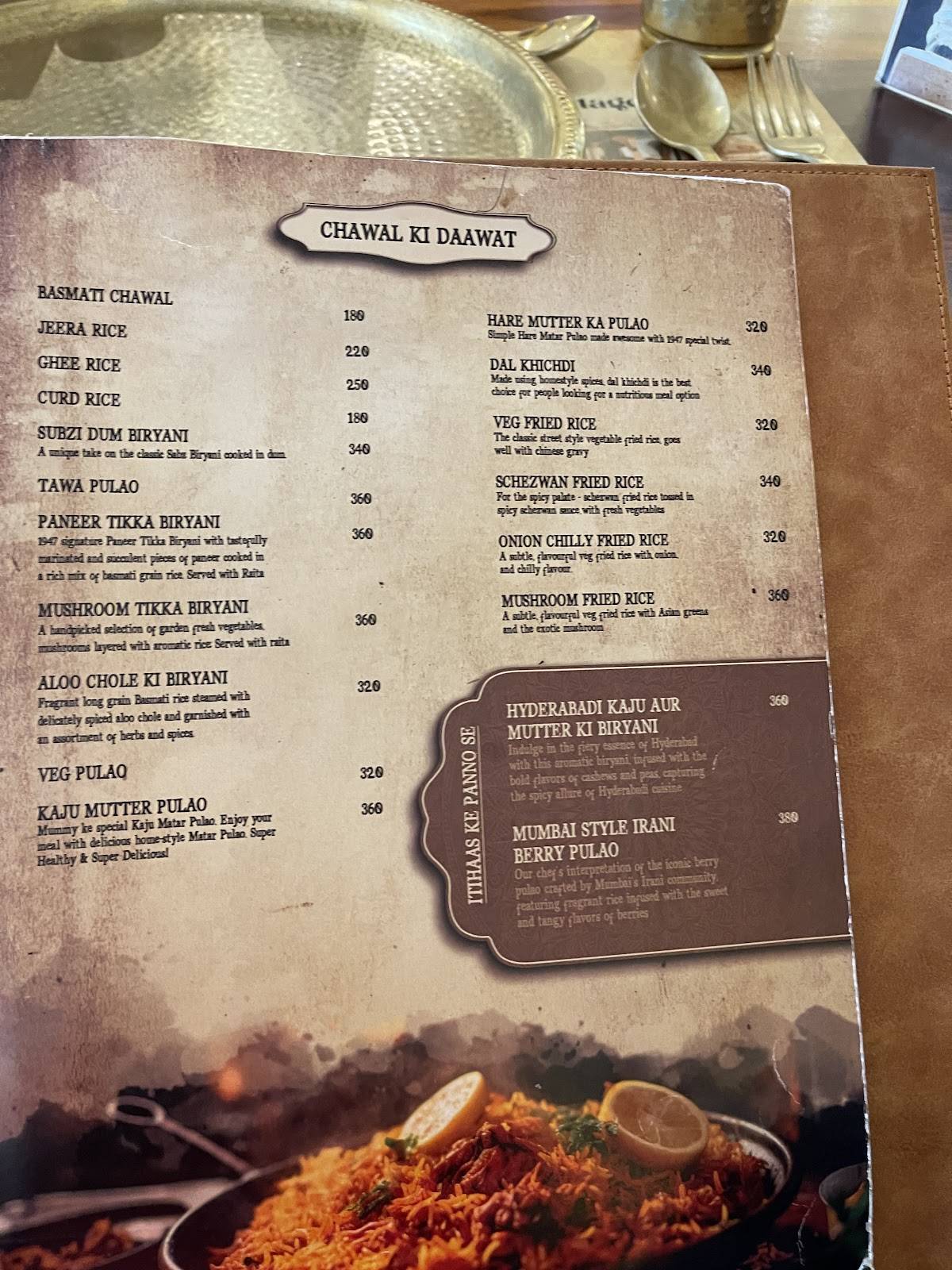 1947 Restaurant - Hennur menu