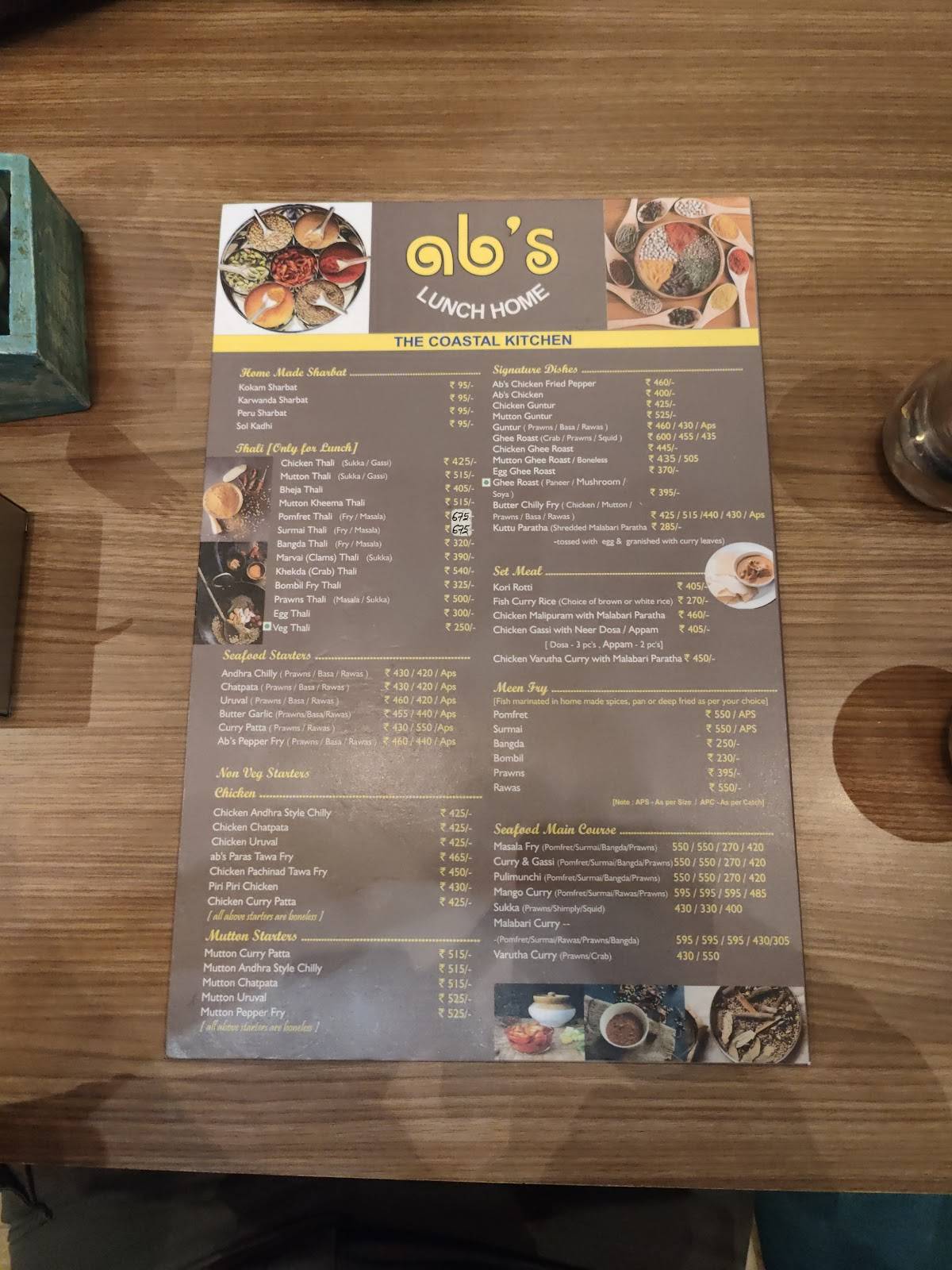 AB'S The Dining Bar menu