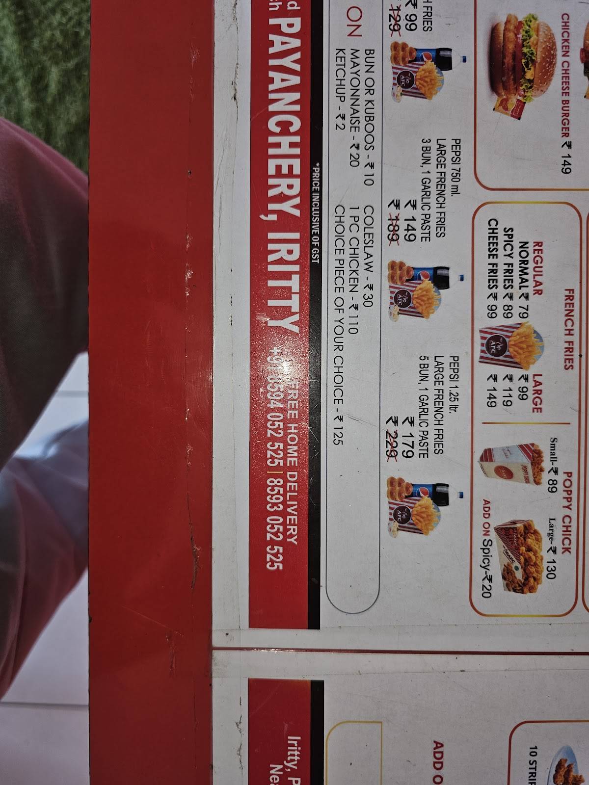 AFC Iritty - Foodbox menu
