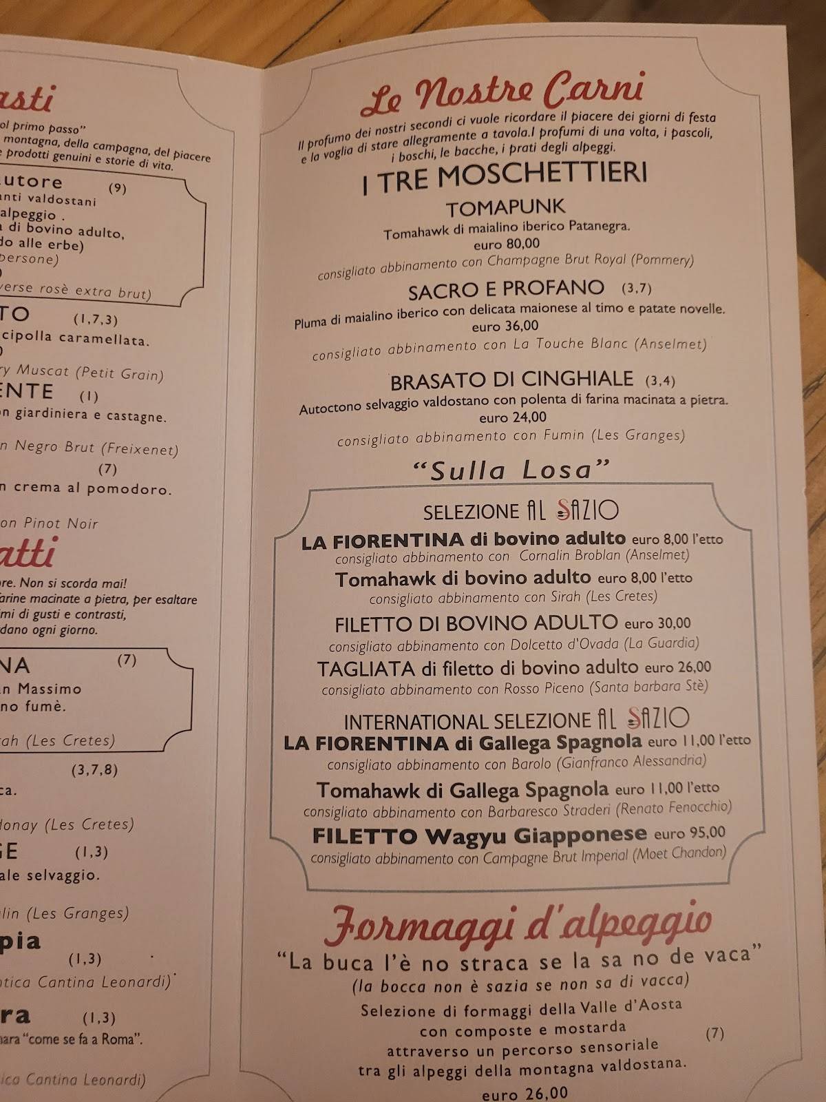 Menu di AL SAZIO Ristorante 