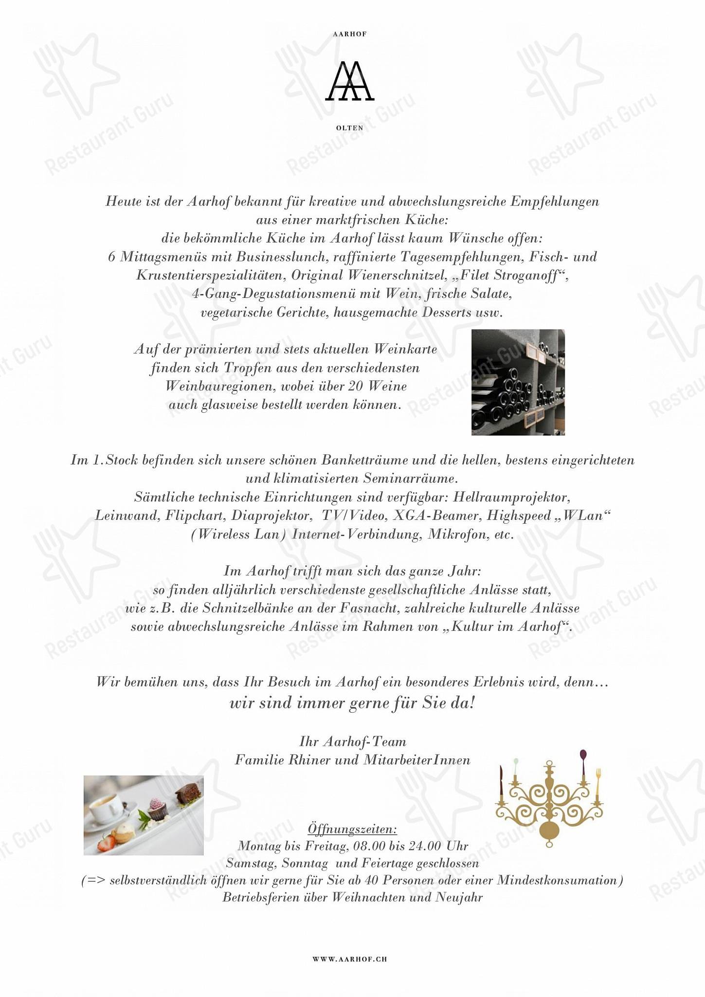 Menu pour Restaurant Aarhof - Коктейльная карта