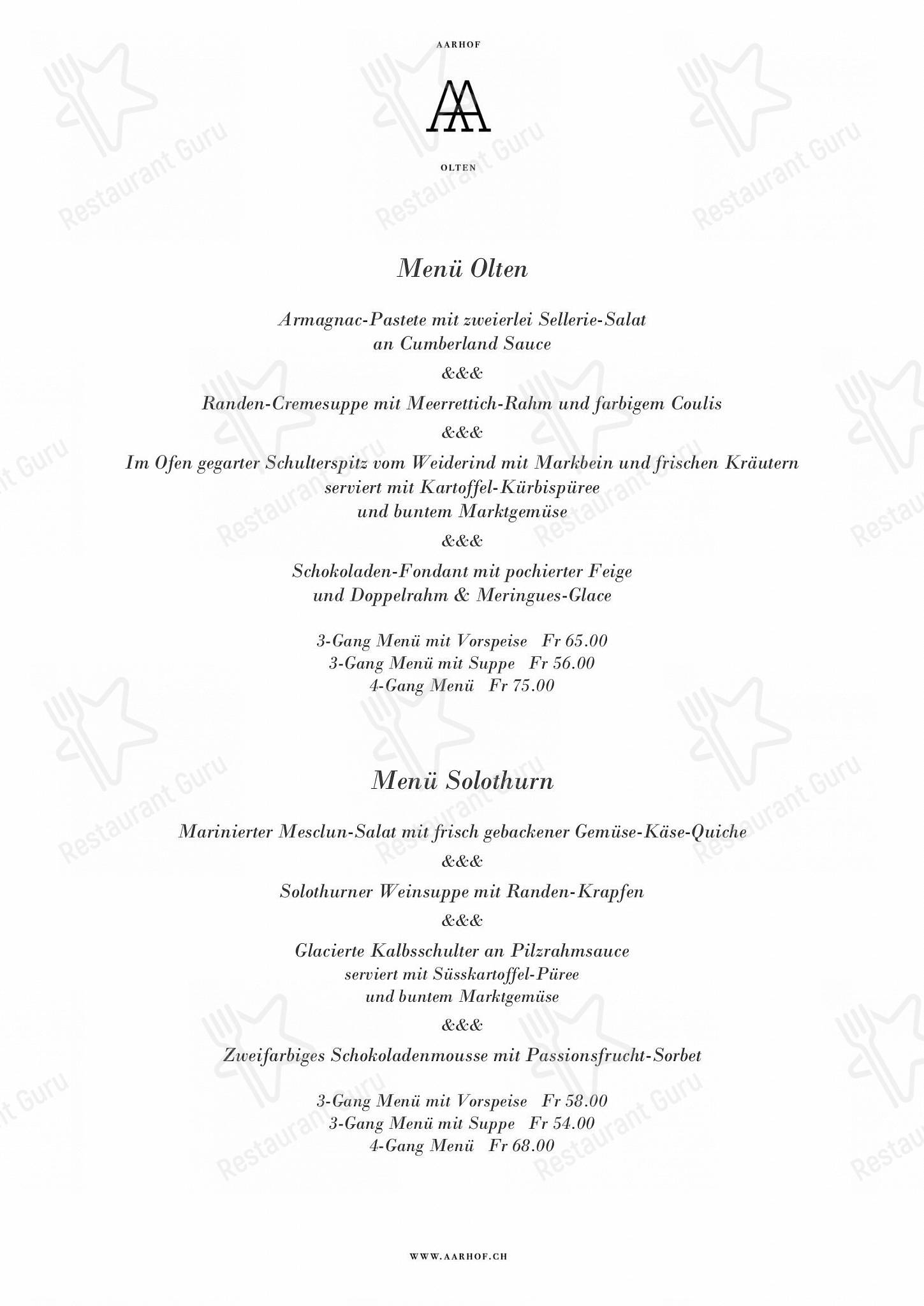 Коктейльная карта pour Restaurant Aarhof restaurant