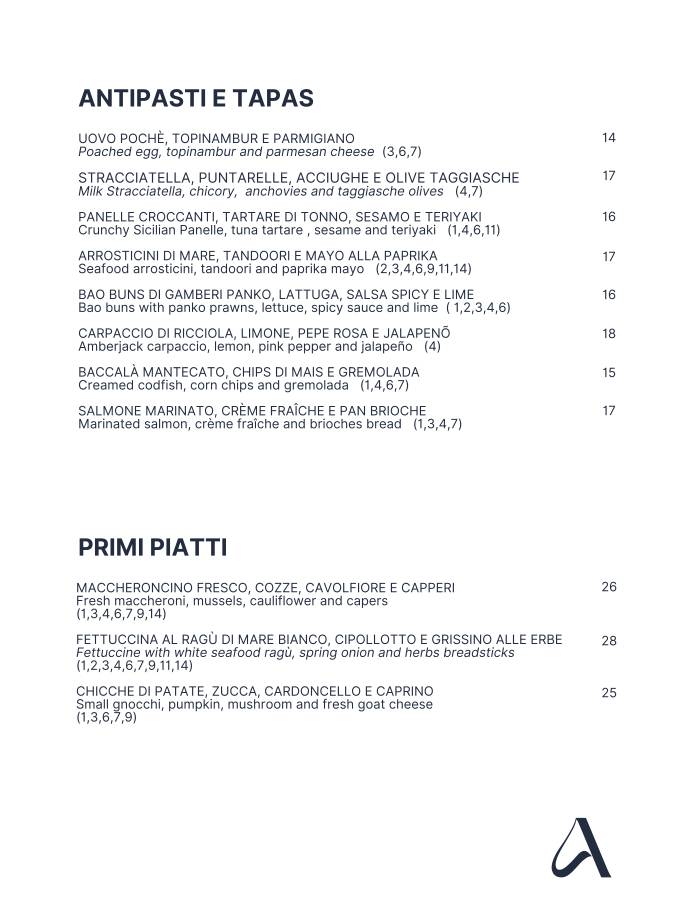 Menu di Ristorante Amarea 
