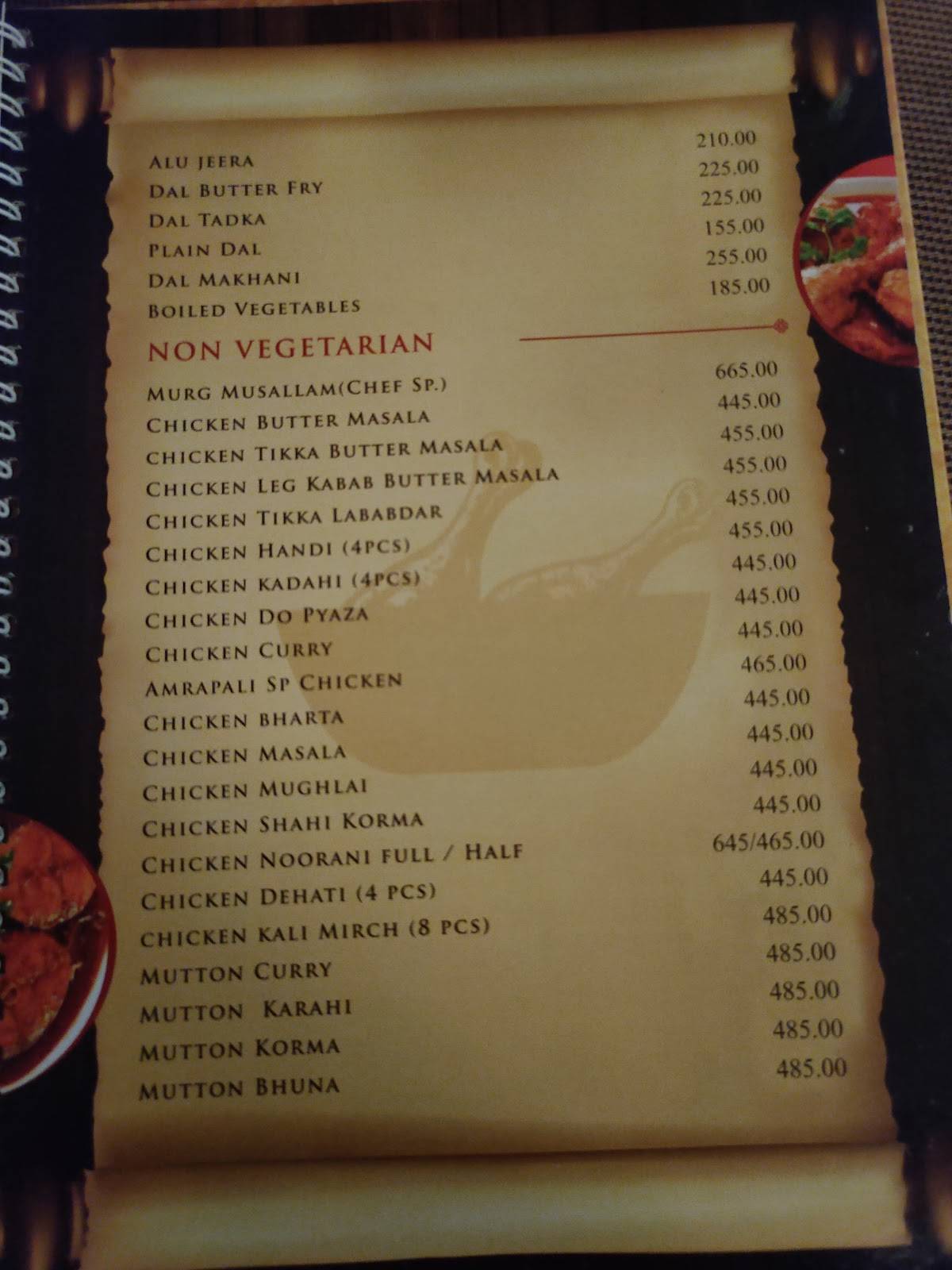 Amrapali Cafe menu