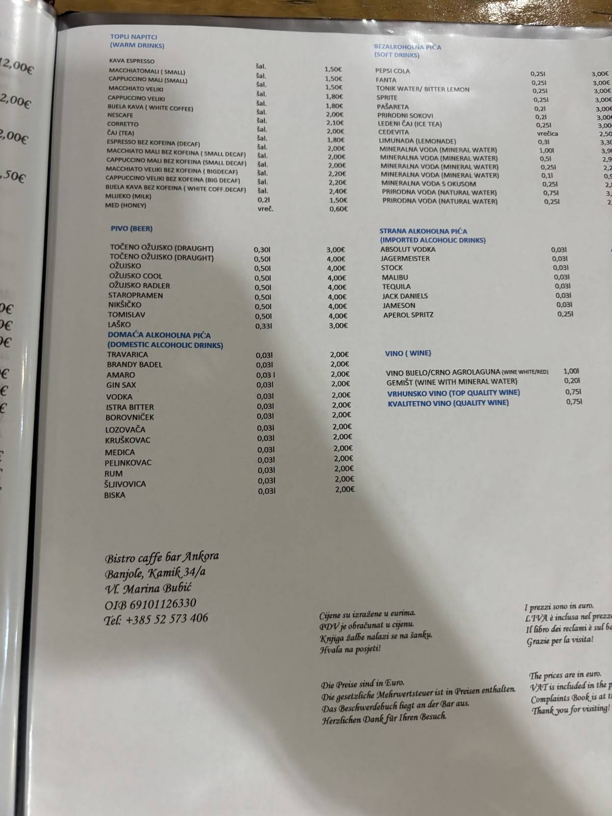 Menu di Ankora 