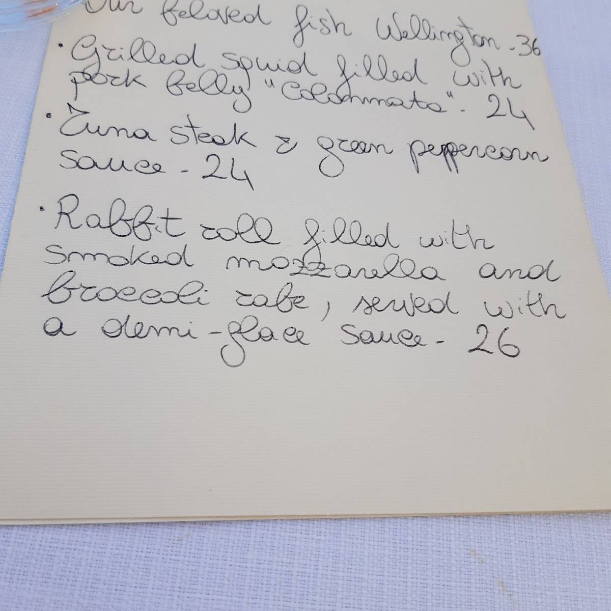 Menu de Restaurant Auras
