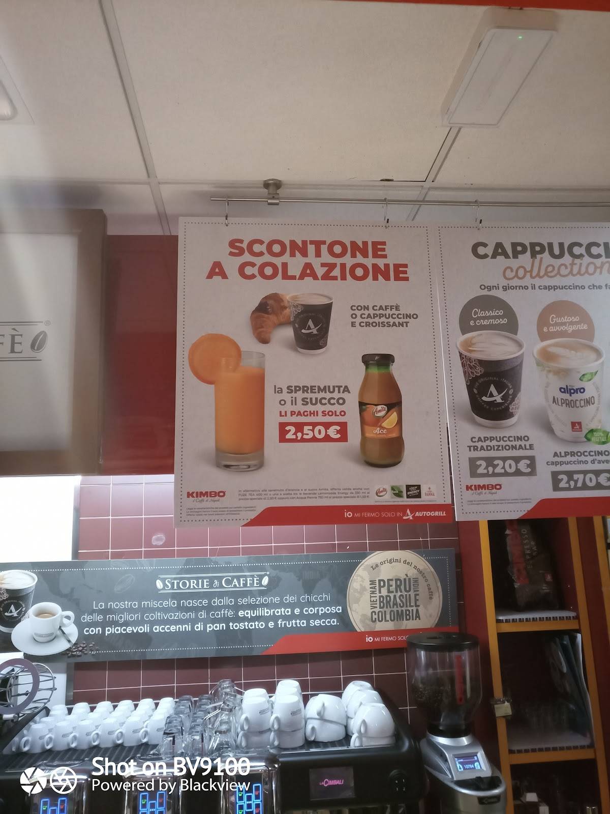Menu di Autogrill Drove Ovest 