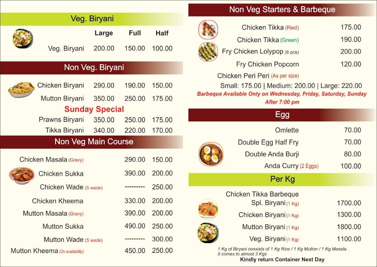 BARBEQUE & BIRYANI menu