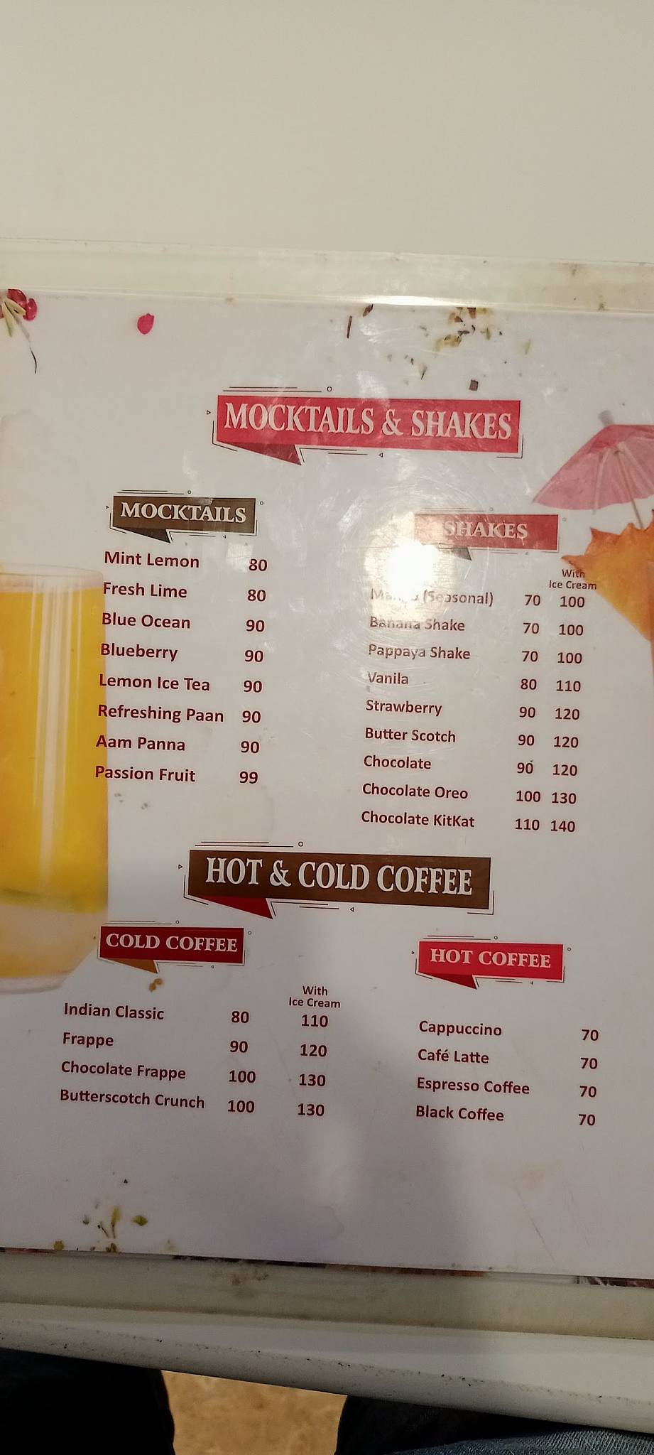 Baba Pizza Cafe menu