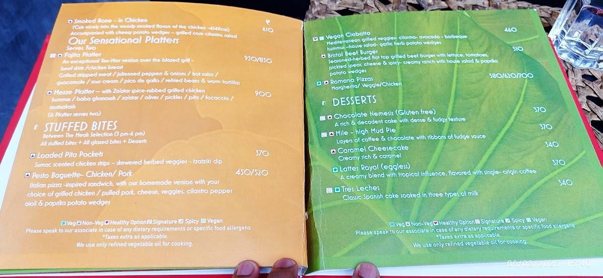 Baker's Arch Garden Cafe menu