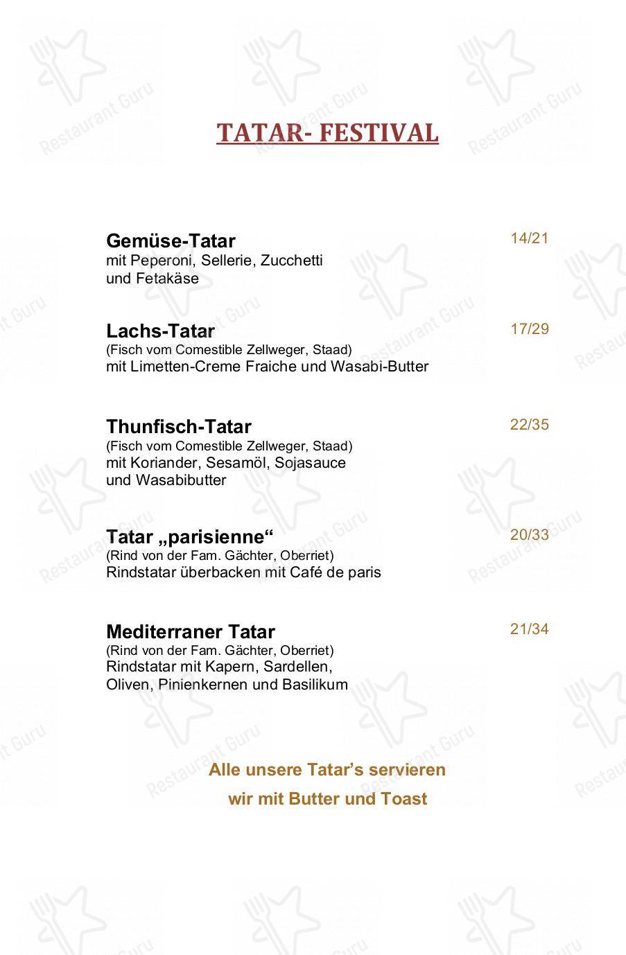 Restaurant Bar Rathaus in Altstätten - Lunch Menu