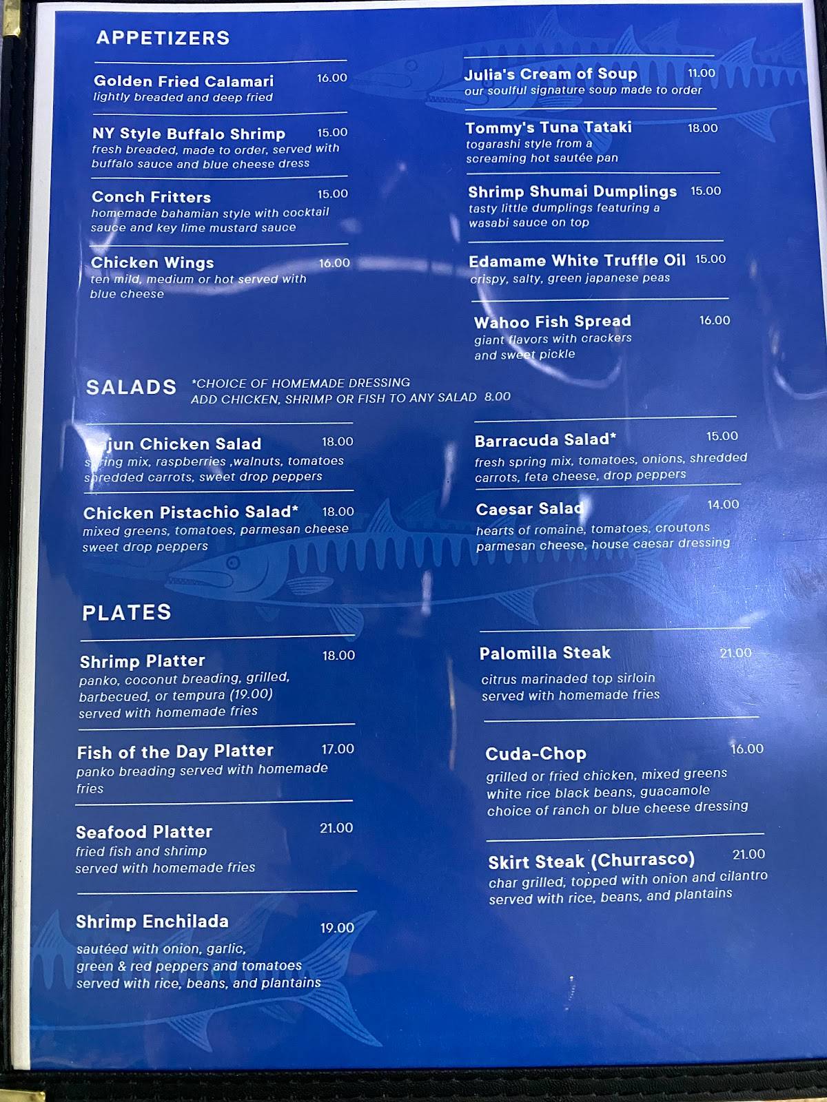 Menu at Barracuda Grill, Marathon