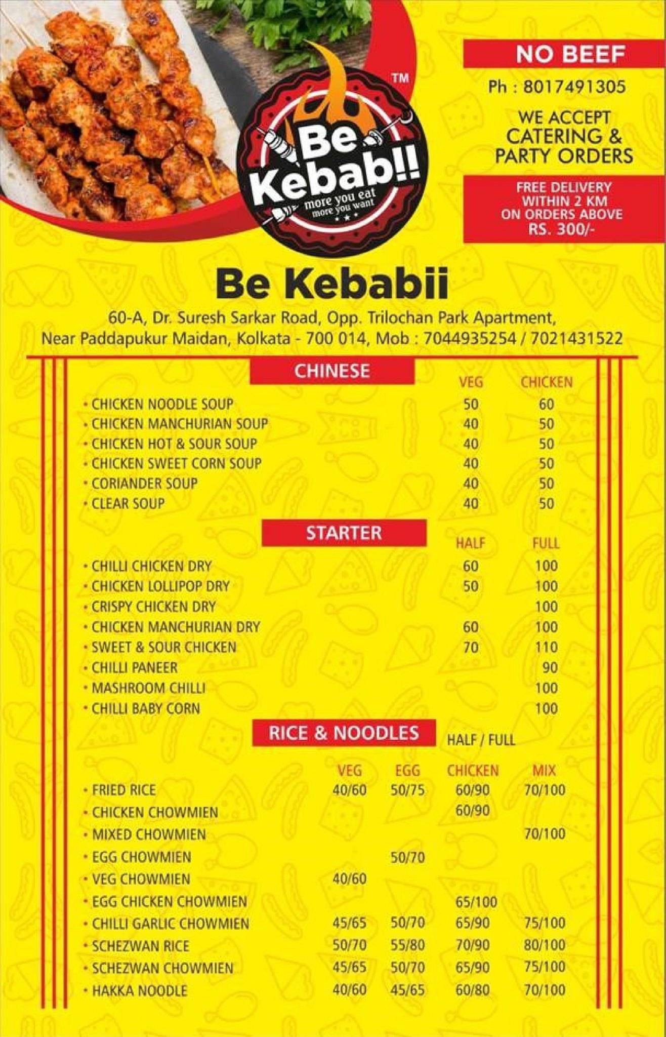 Be Kebabii menu