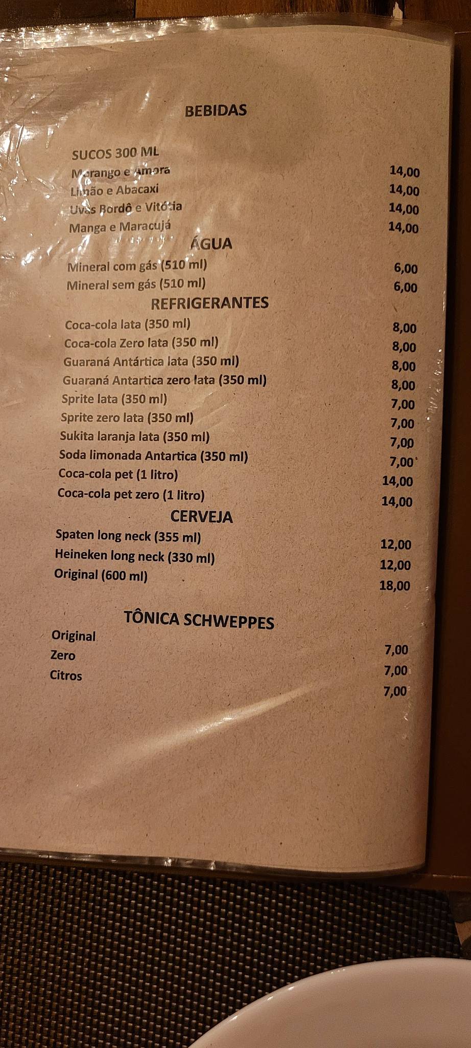 Bella Cuesta cardápio