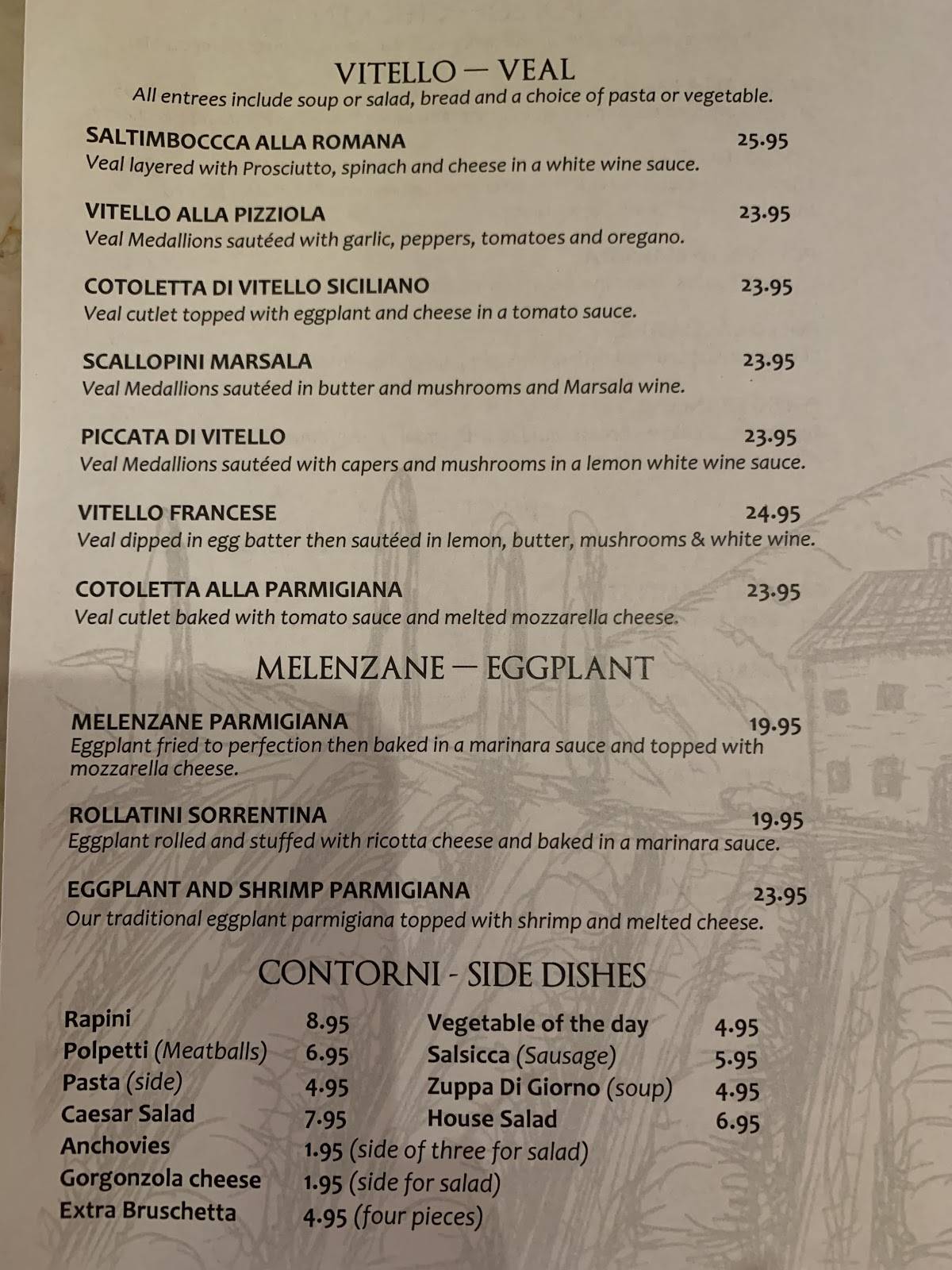 Menu at Bello Valentino's restaurant, New Smyrna Beach, N Dixie Fwy