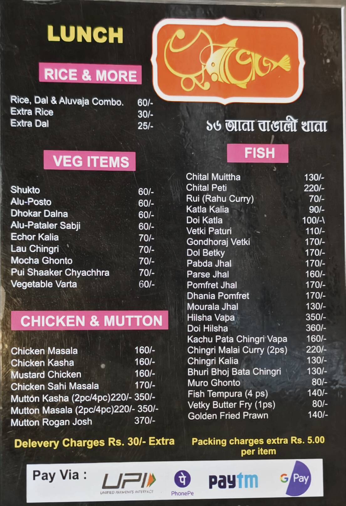 Bhuribhoj menu