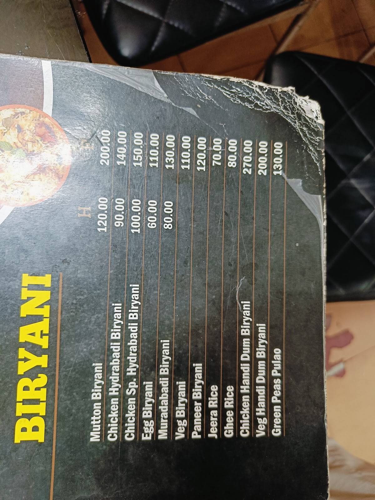 Biryani House industrial area kokar menu