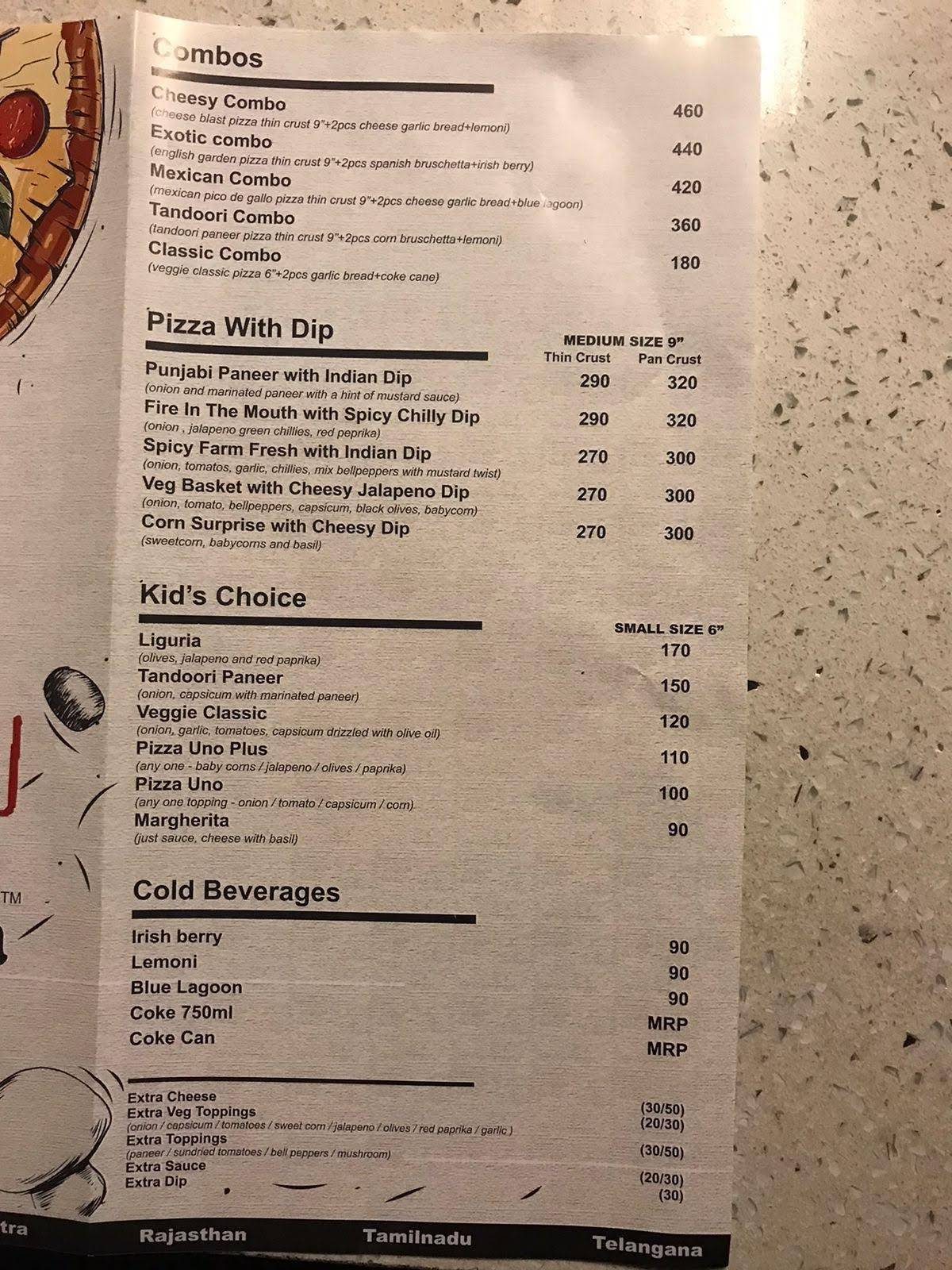 Menu at Bon Pizza Wood Fired Pizza, Udaipur, Pula main road