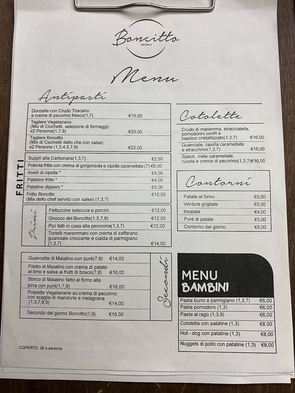 Menu di Boncitto di Silvestrin Francesco 