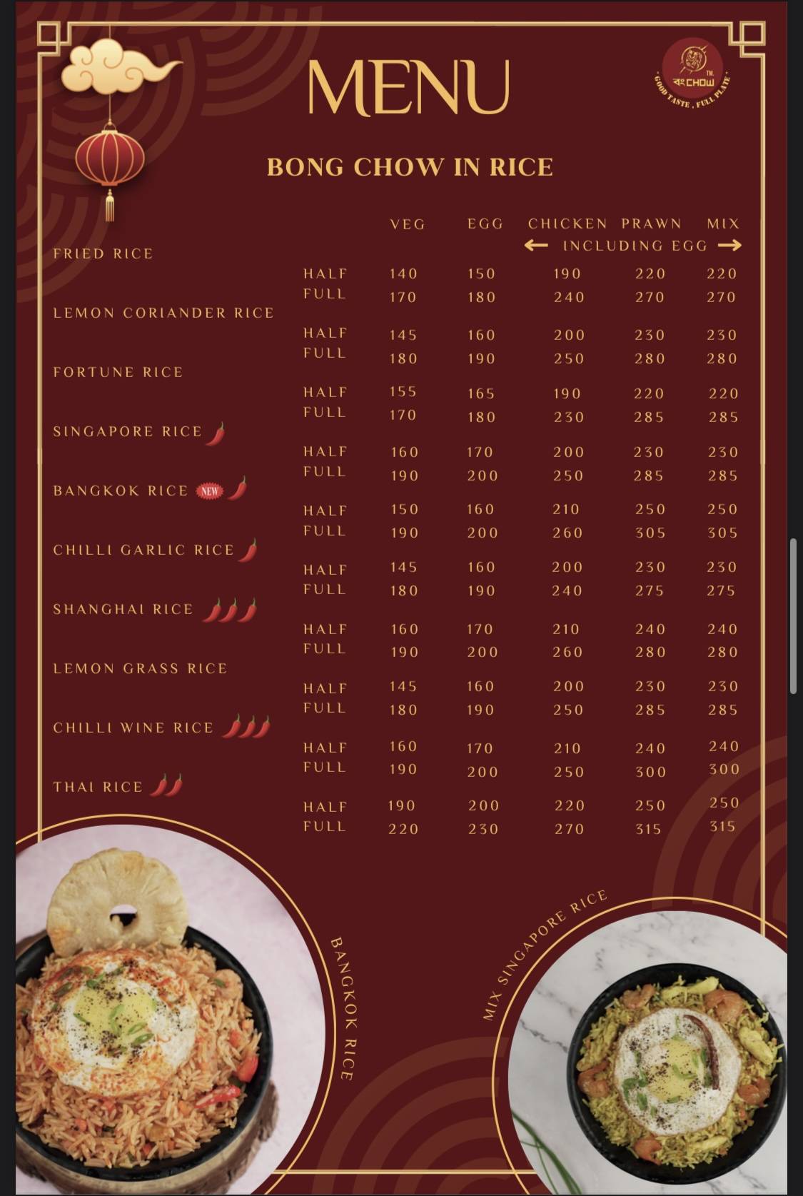Bong Chow menu