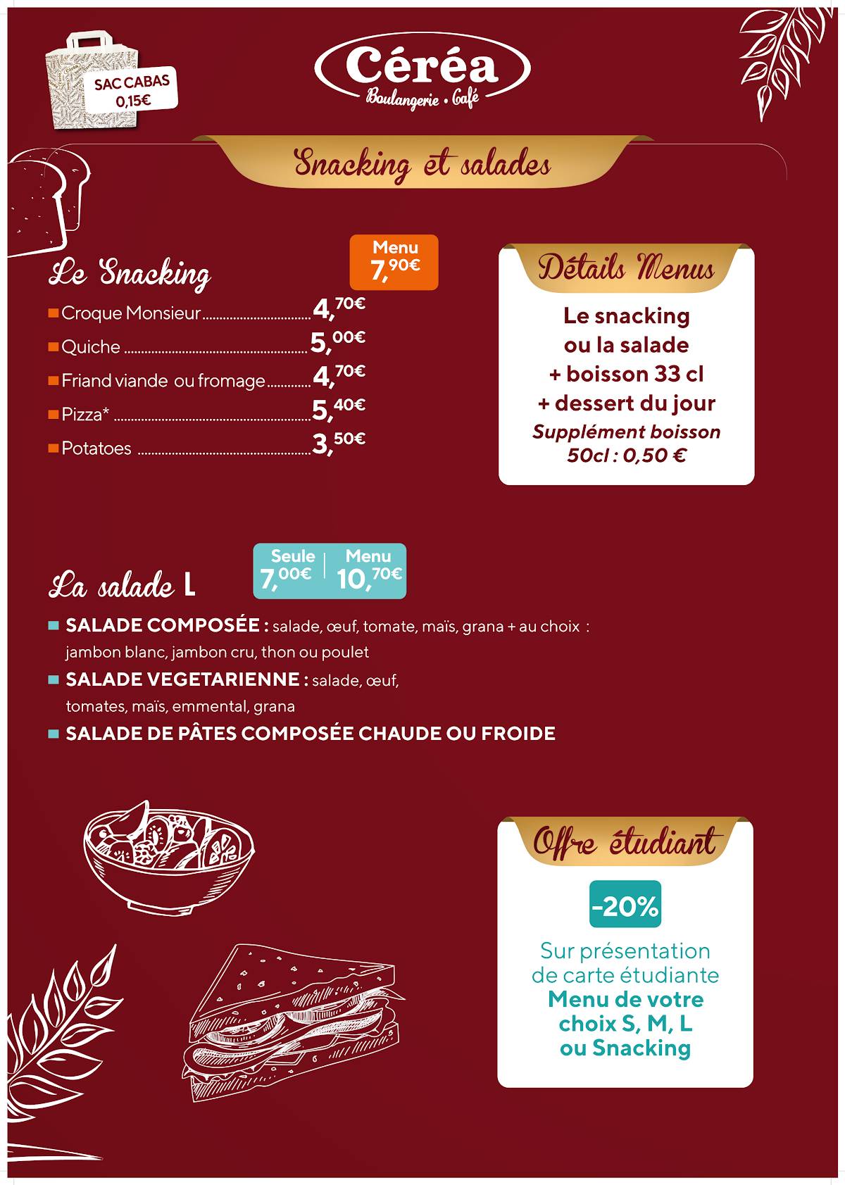 Menu de Boulangerie Céréa - Nevers Banlay