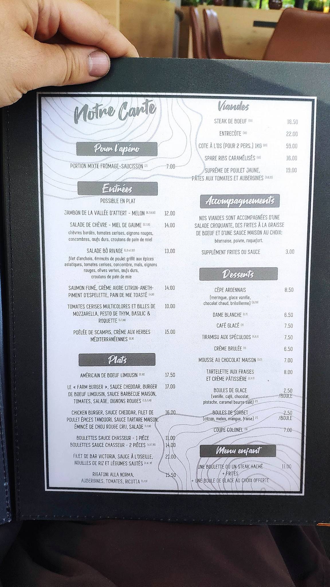 Menu au Brasserie Bô rivage, Neufchâteau