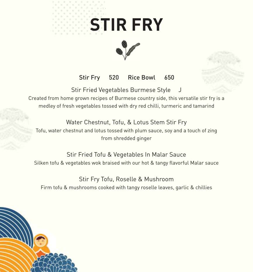 Burma Burma Restaurant & Tea Room menu