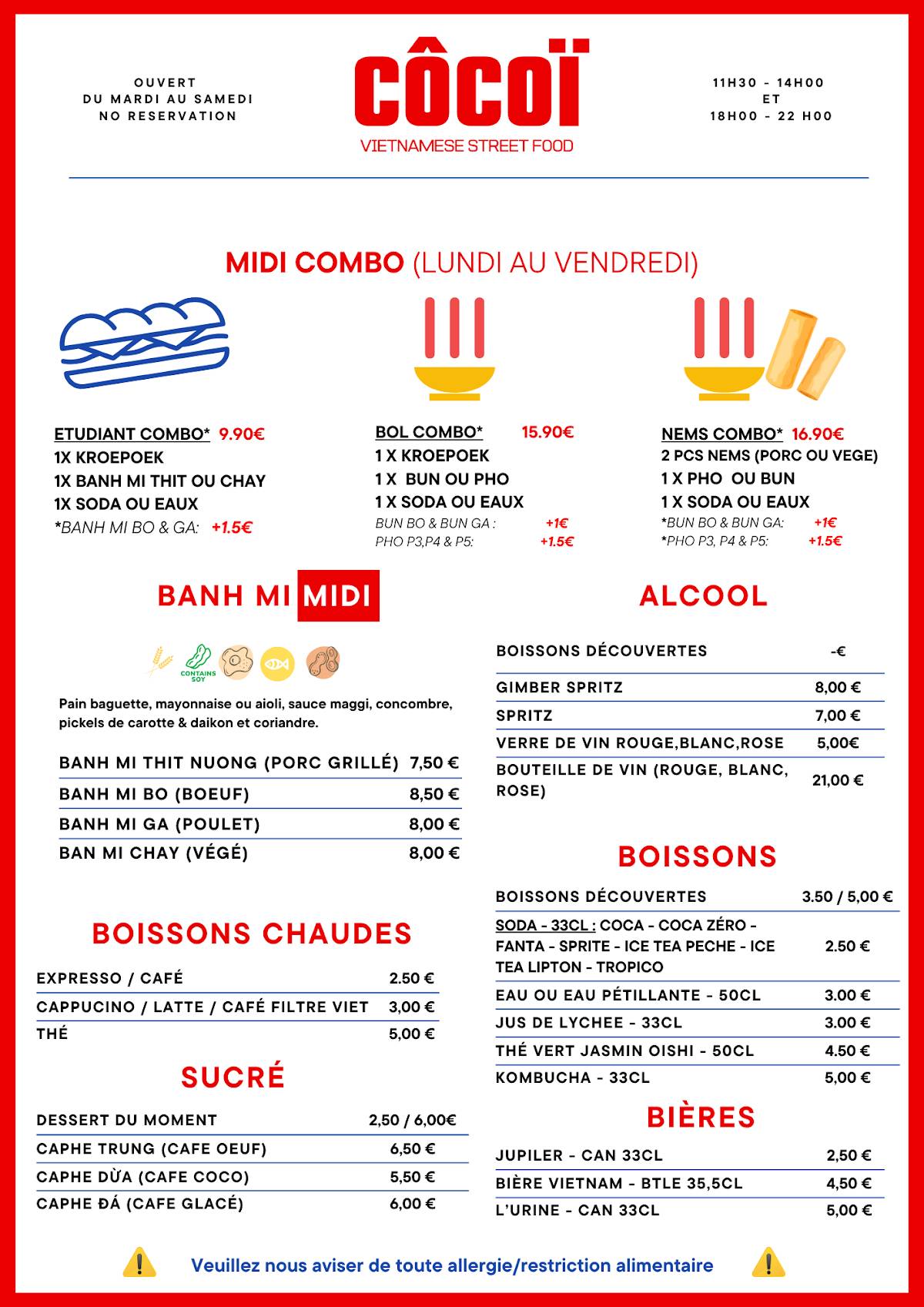 Menu de COCOI
