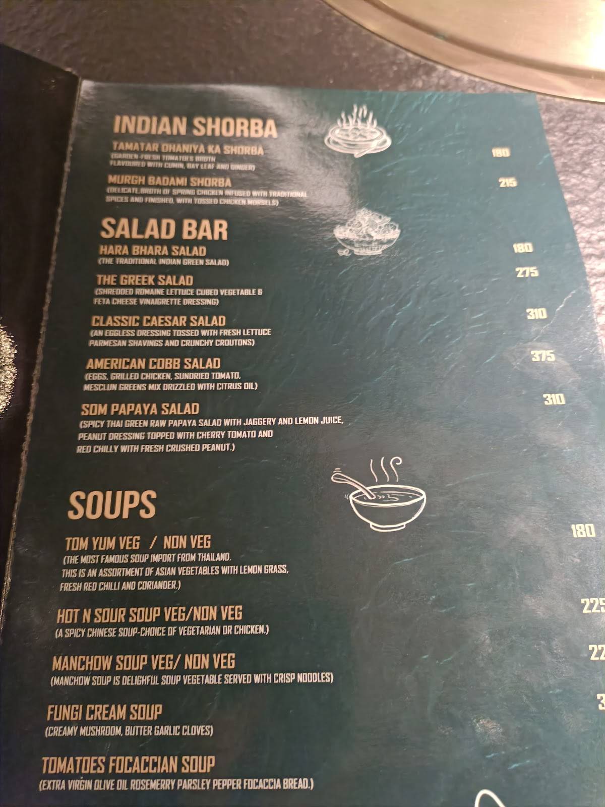 Cafe After Hours menu