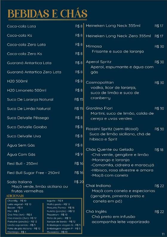 Café Fiori cardápio