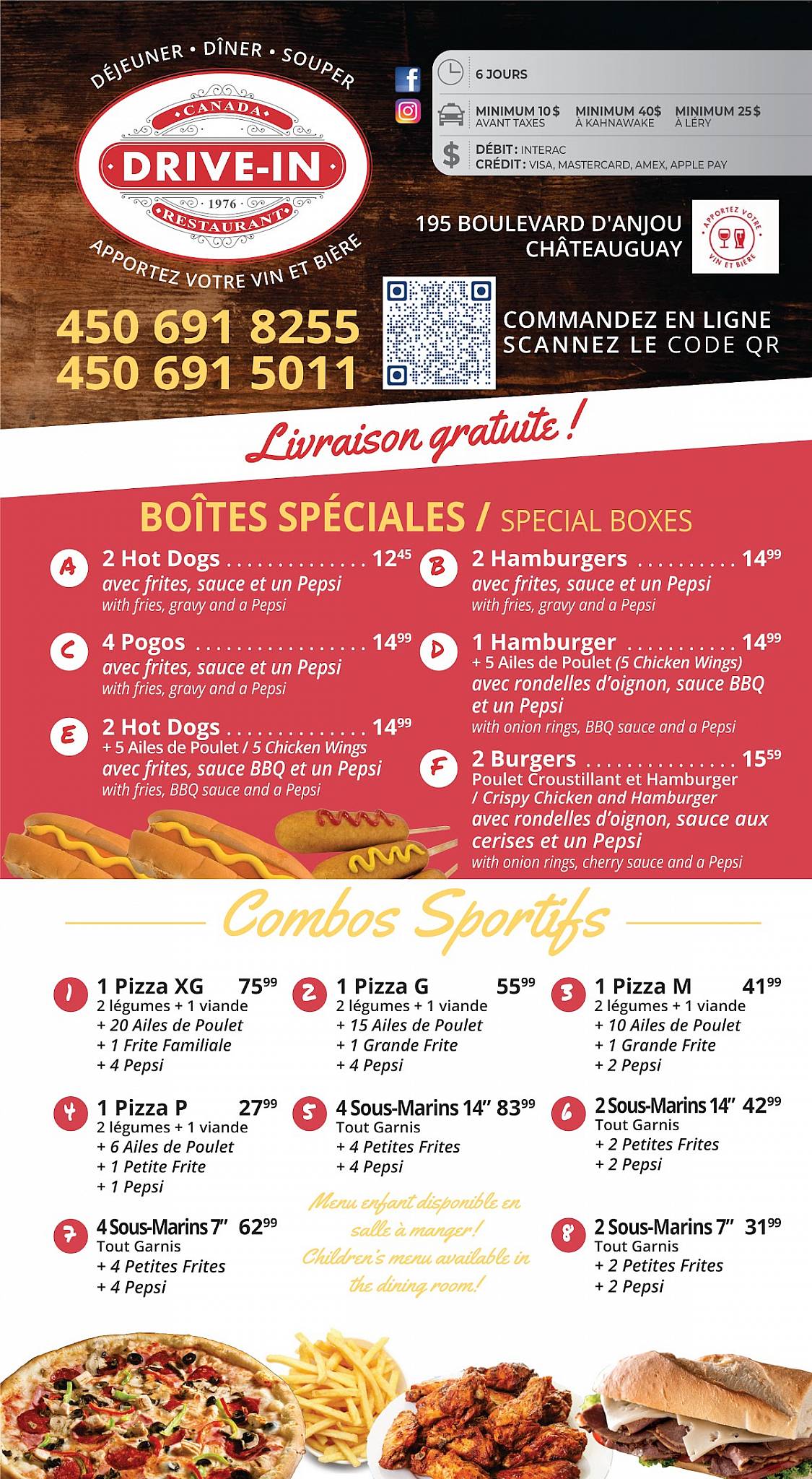 Menu de Restaurant Canada Drive-In