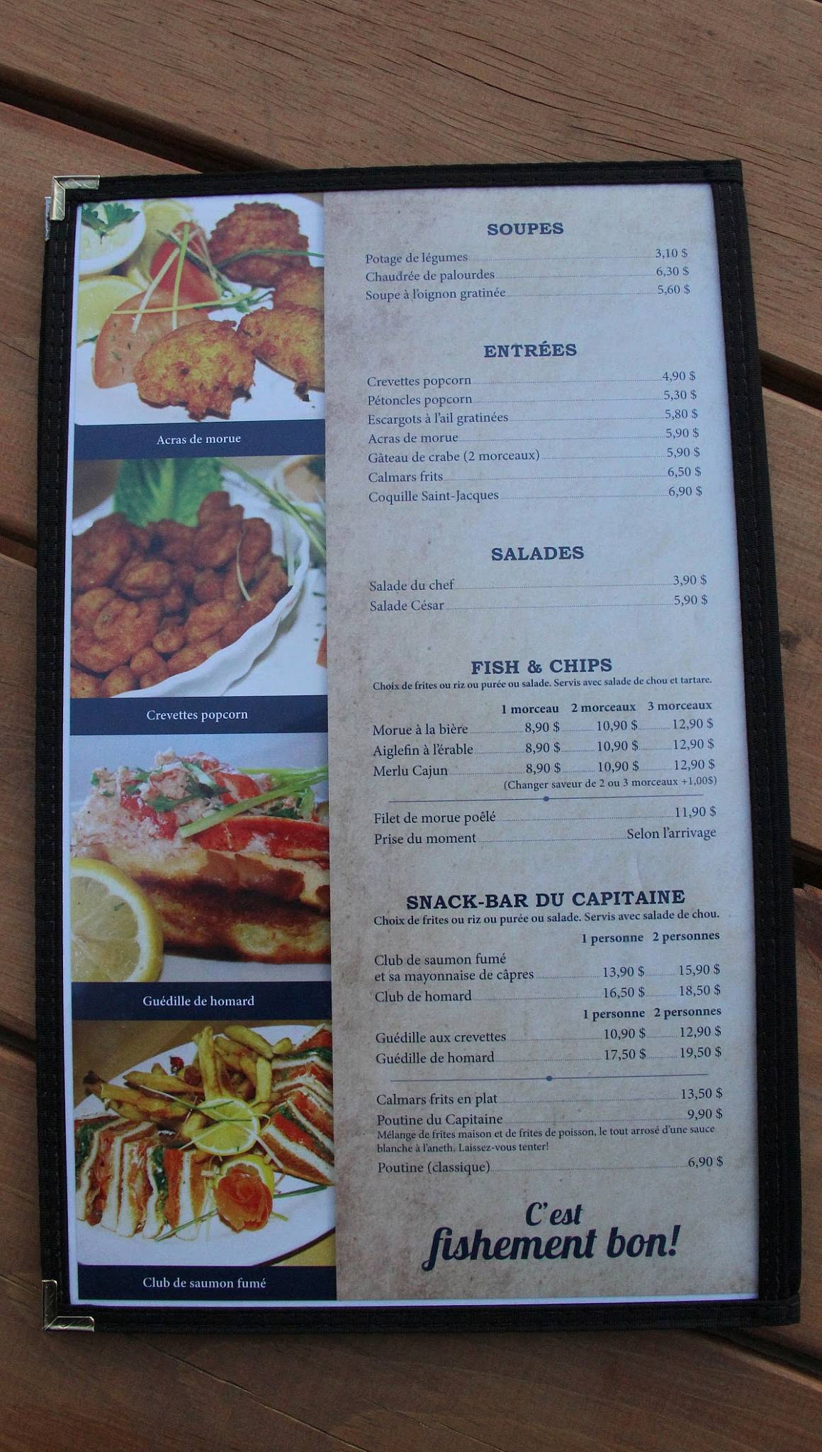 Menu de Restaurant Capitaine Fish