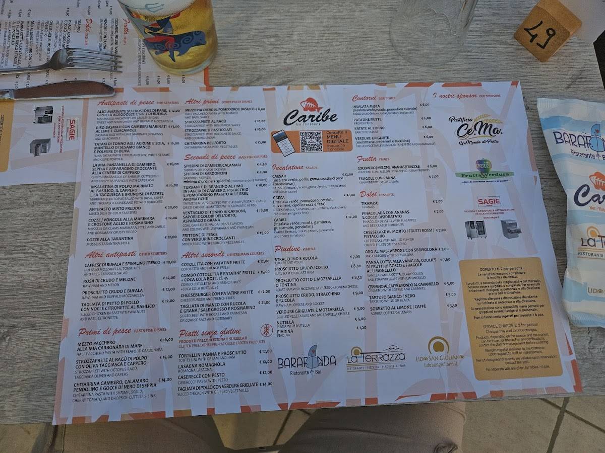 Menu di Ristorante Caribe 