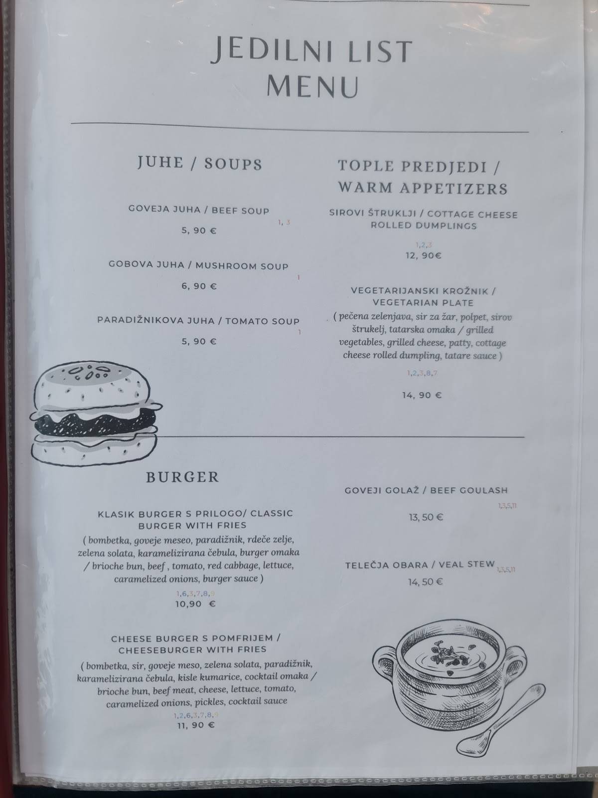 Menu di Center Restaurant Bohinj 