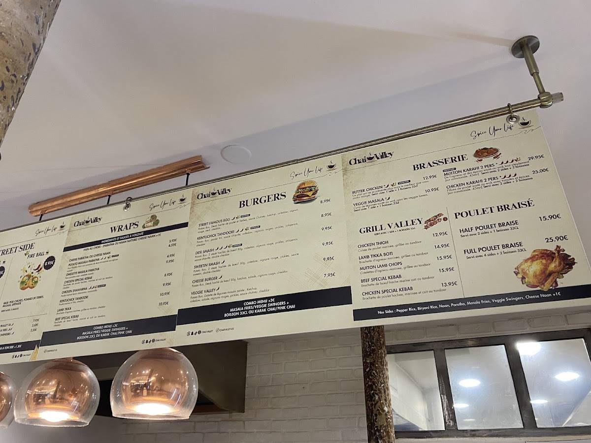 Menu de Chai Valley