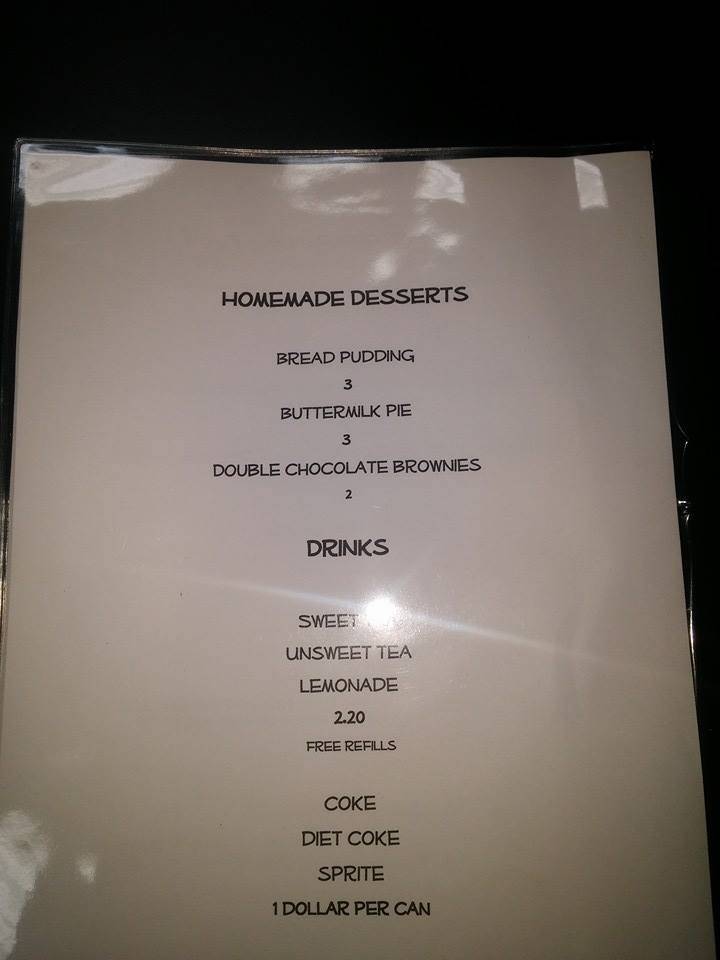 Menu at Chalkboard Kitchen restaurant, Creola