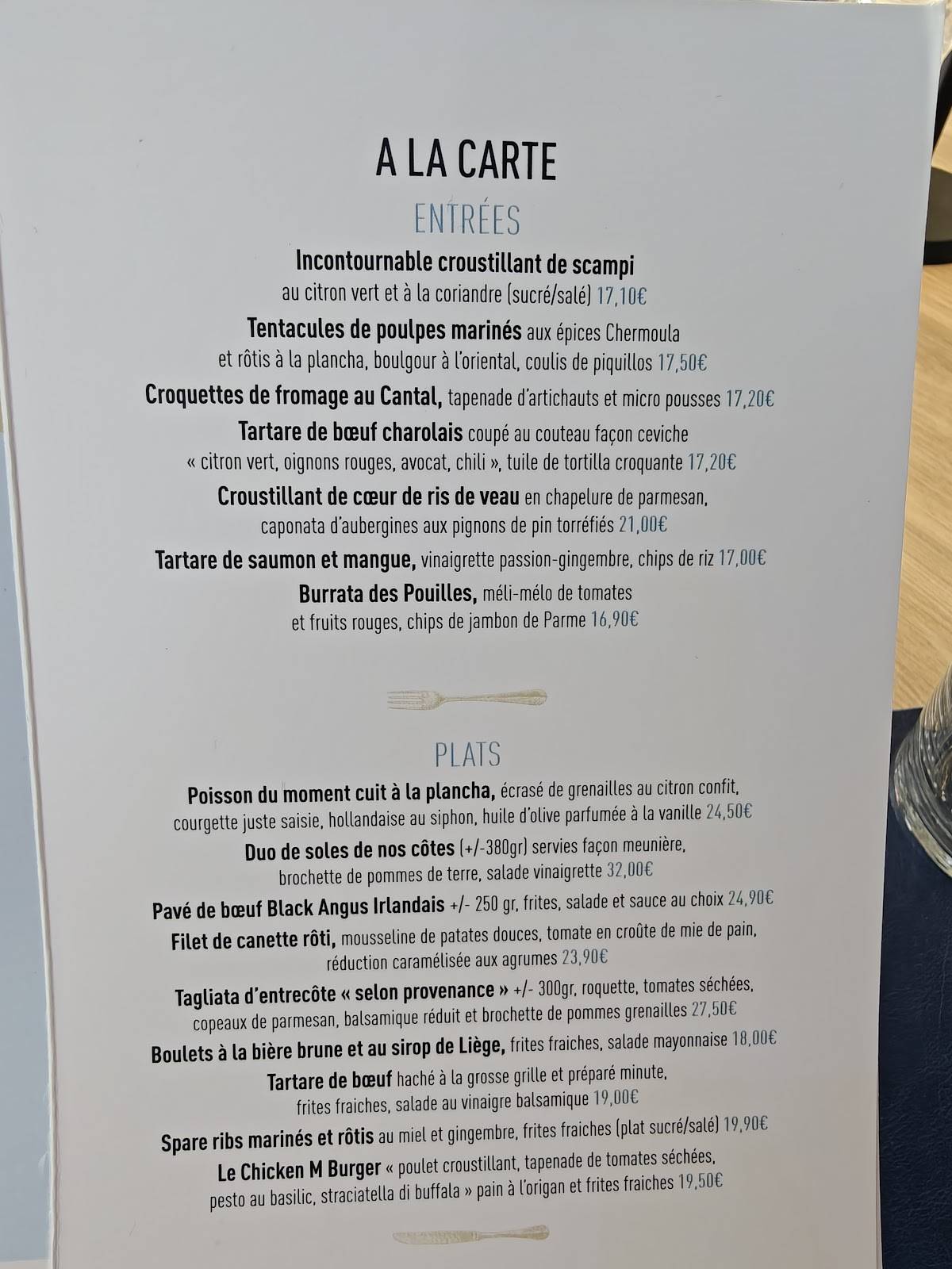 Menu de Chez M