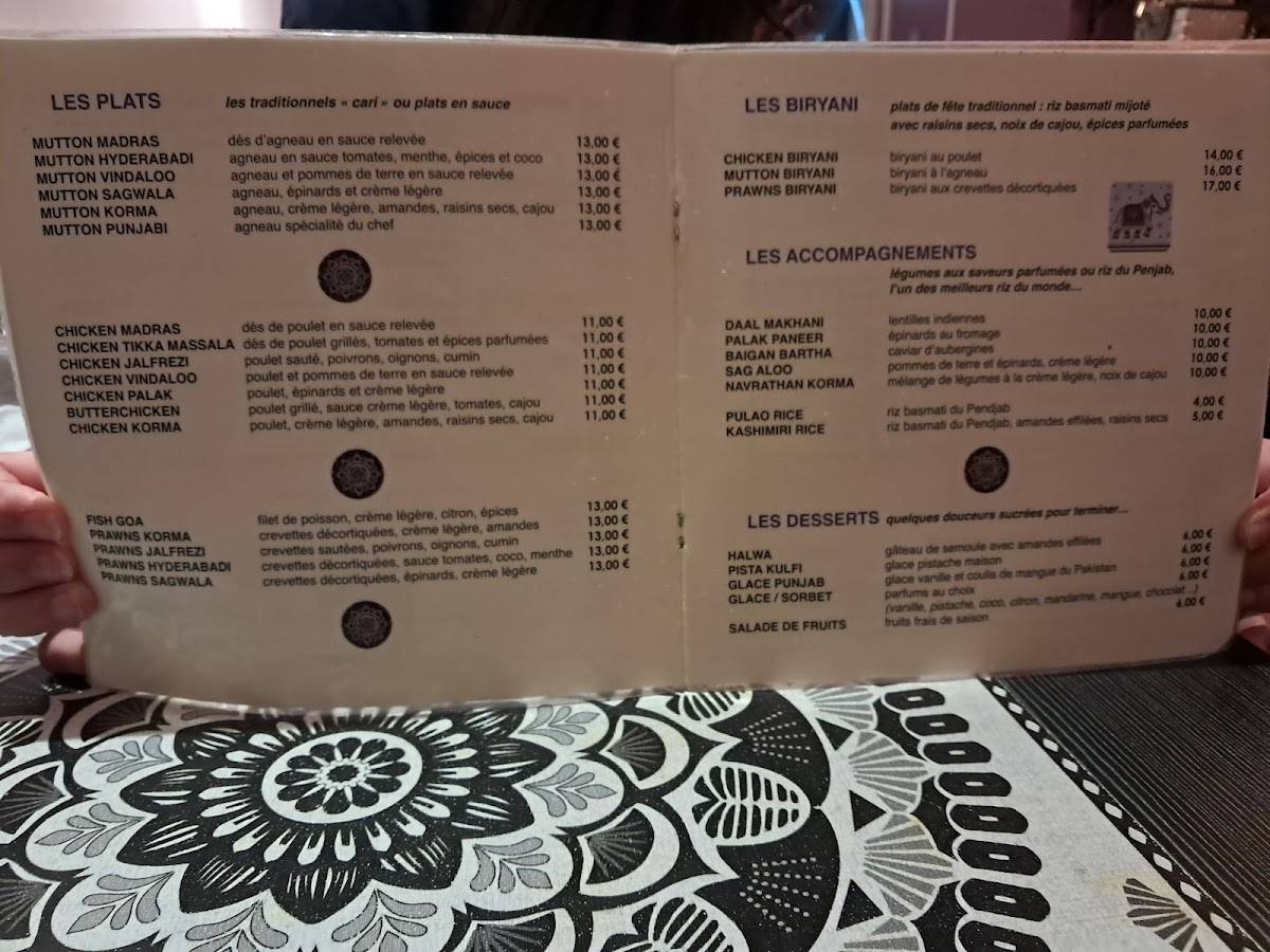 Menu de Chez Rani